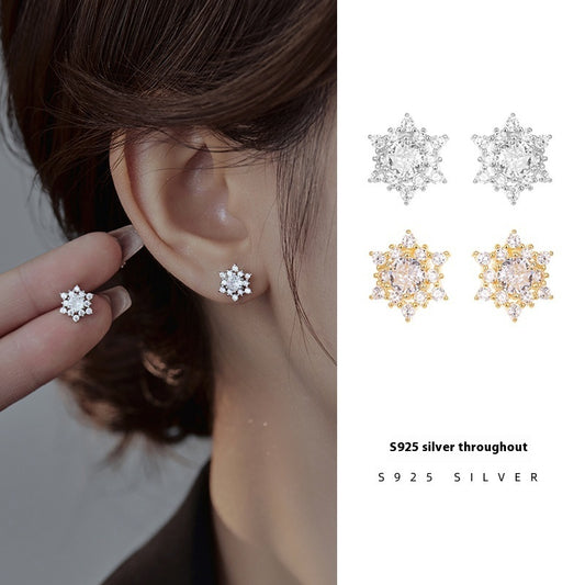 S925 Silver Snowflake Zircon Earrings