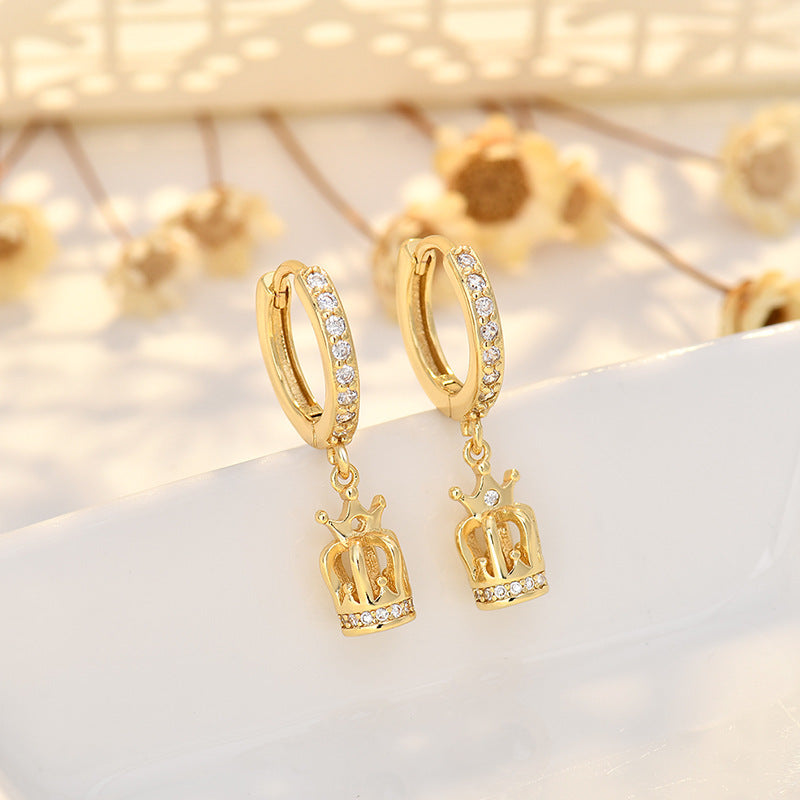 Hanging Crown Earrings