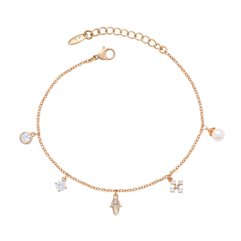 Copper Inlaid Zircon Charm Bracelet