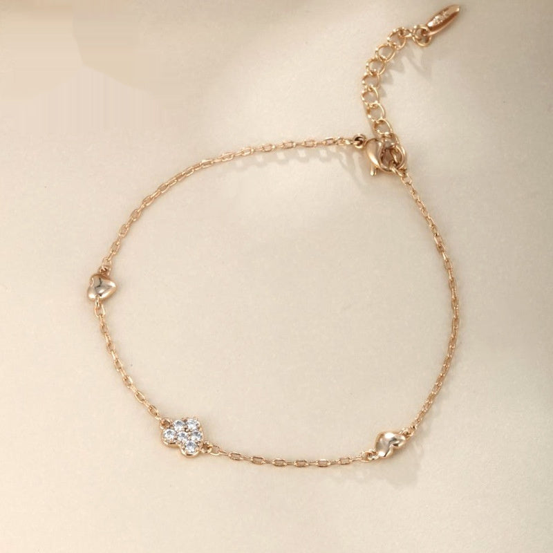 18K Gold Heart-shaped Diamond Bracelet